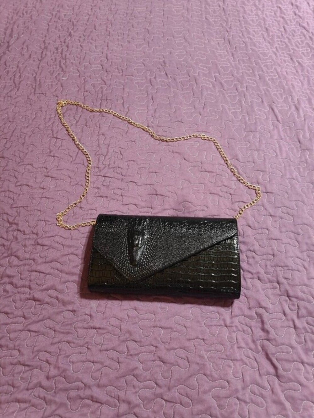 Raised Crocodile Clutch Black - Picture 6 of 7
